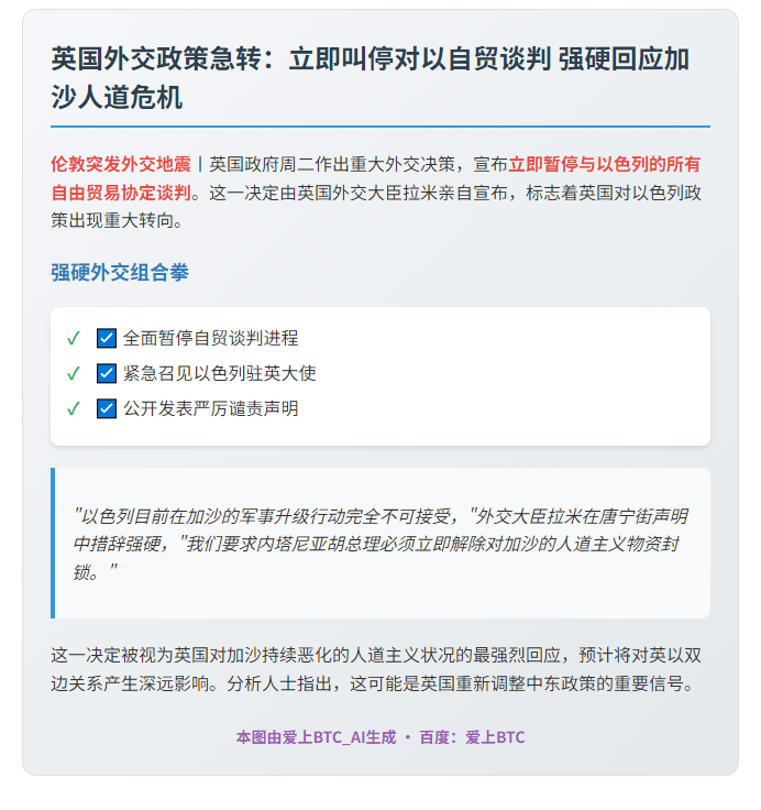 英国暂停与以色列自贸谈判