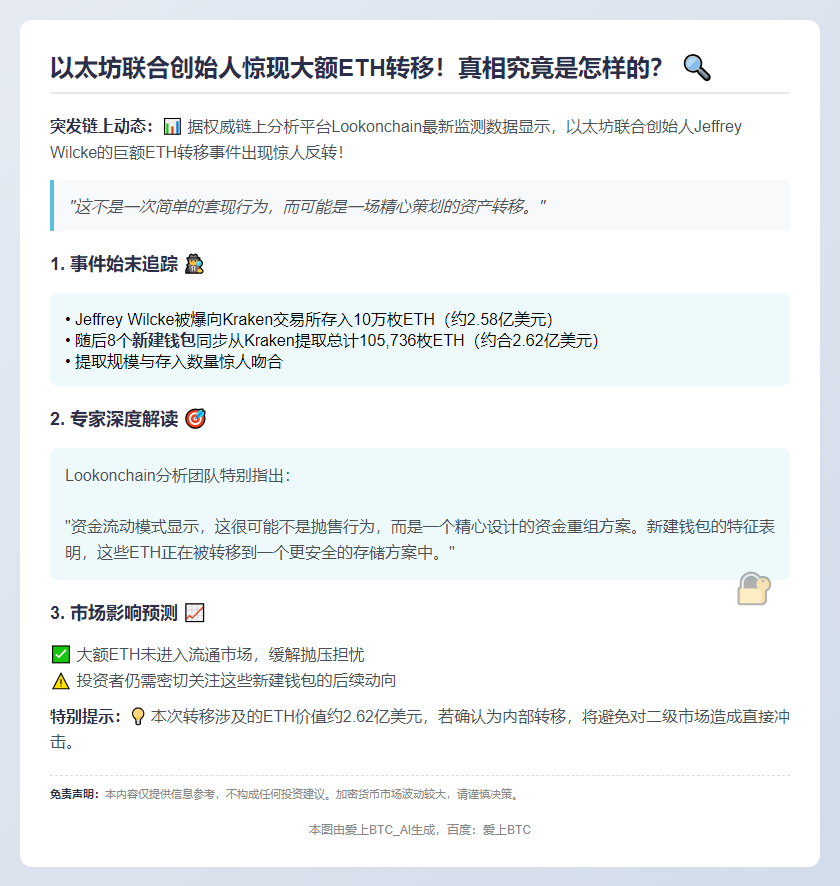 以太坊联创10万ETH疑转新钱包