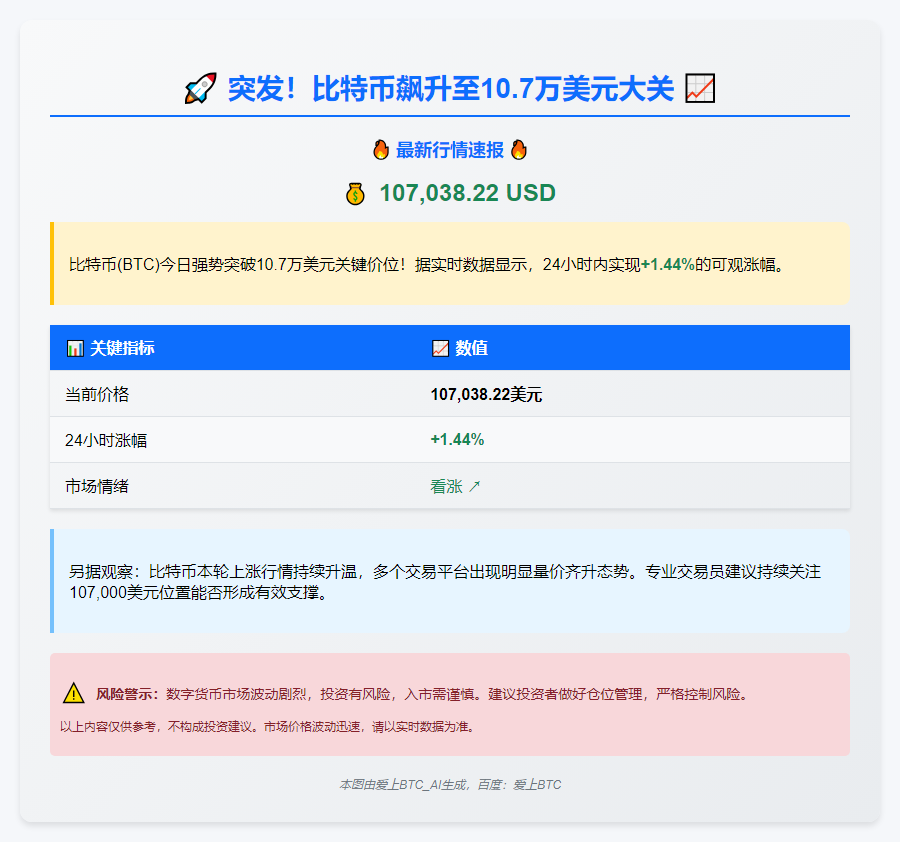 比特币破10.7万美元
