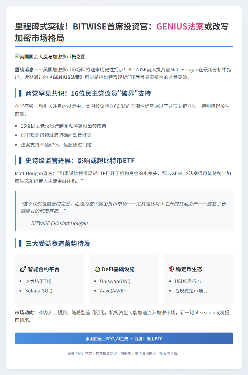 Bitwise称GENIUS法案影响巨大