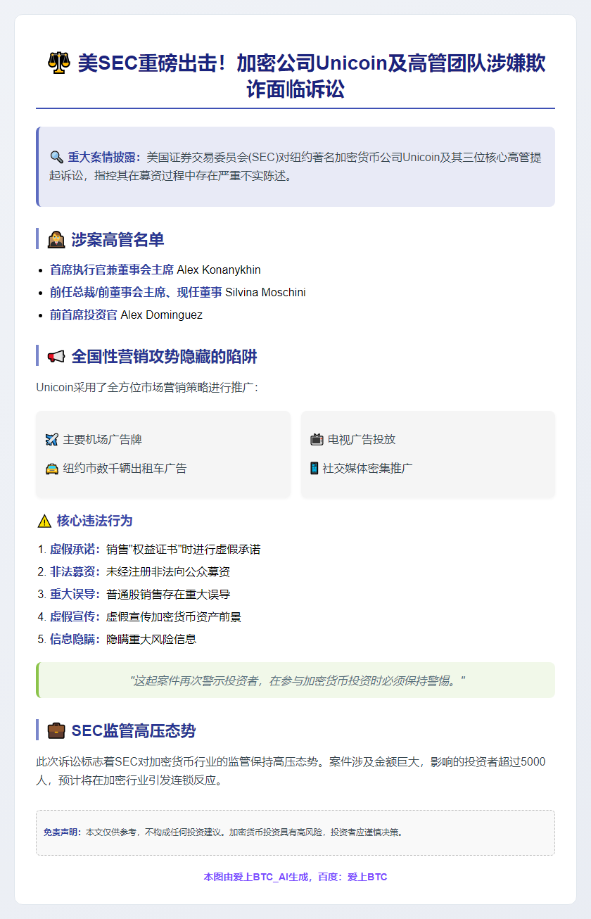 SEC起诉Unicoin高管虚假募资陈述