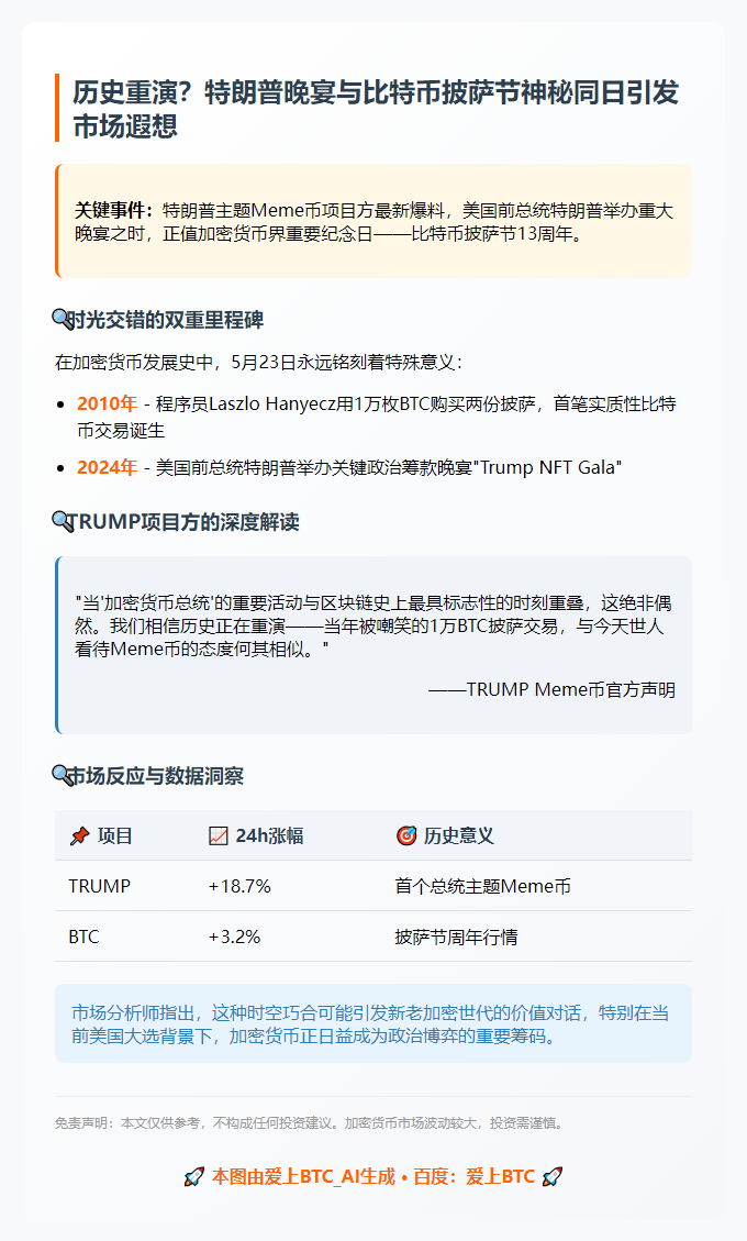 特朗普晚宴撞比特币披萨节，巧合？