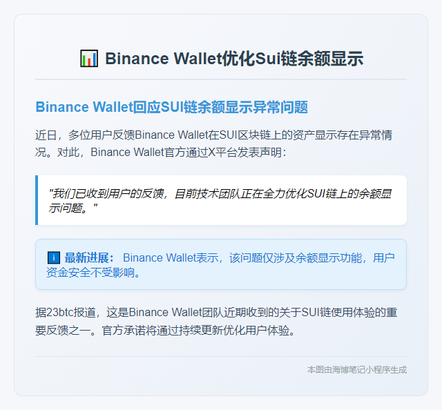 Binance Wallet优化Sui链余额显示
