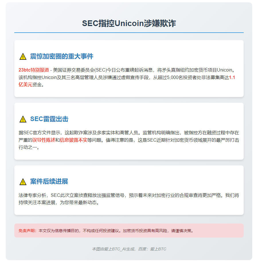 SEC指控Unicoin涉嫌欺诈