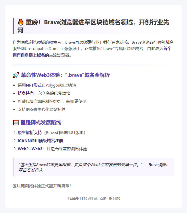 "Brave浏览器首发.brave区块链域名"