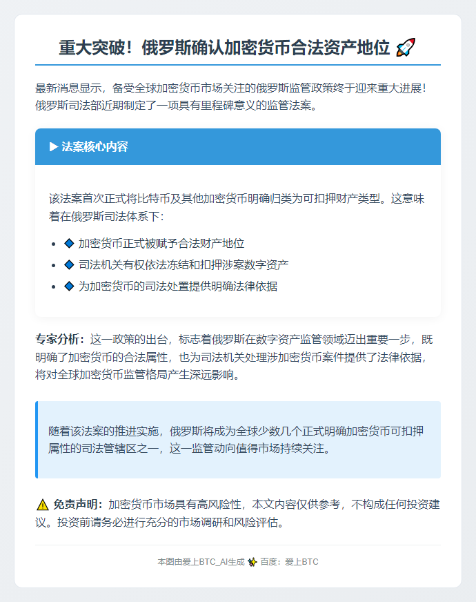 俄拟法案：比特币可被扣押
