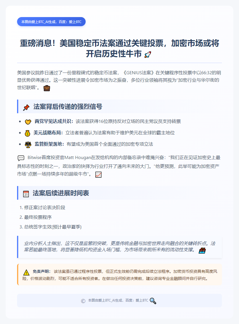Bitwise CIO：稳定币法案或促加密牛市