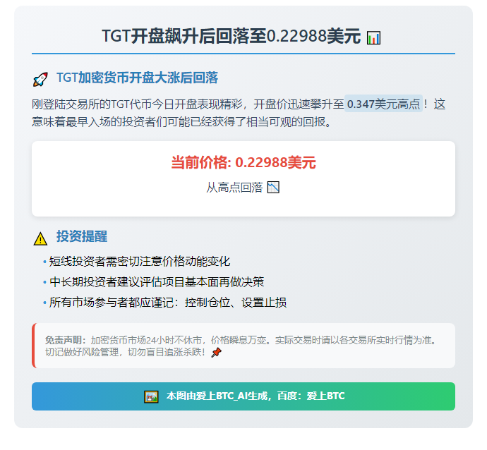 TGT开盘飙升后回落至0.22988美元