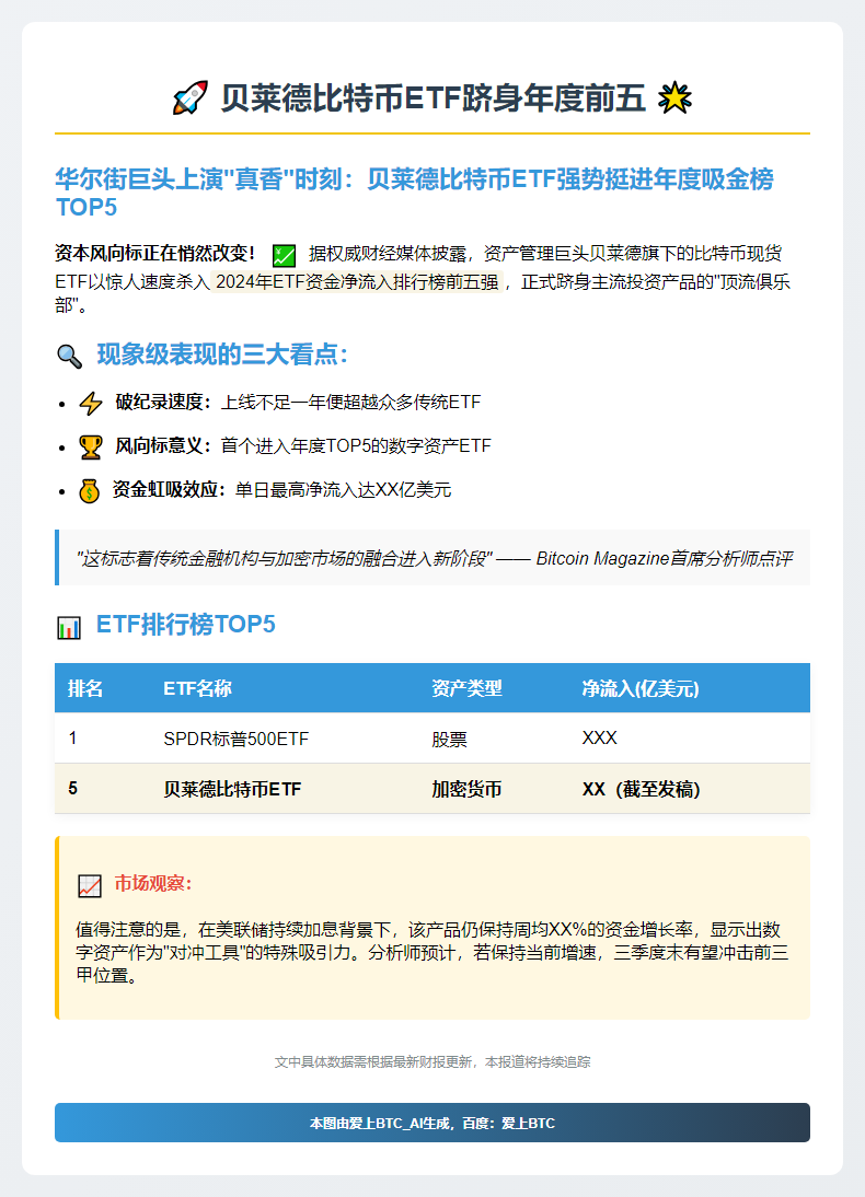 贝莱德比特币ETF跻身年度前五