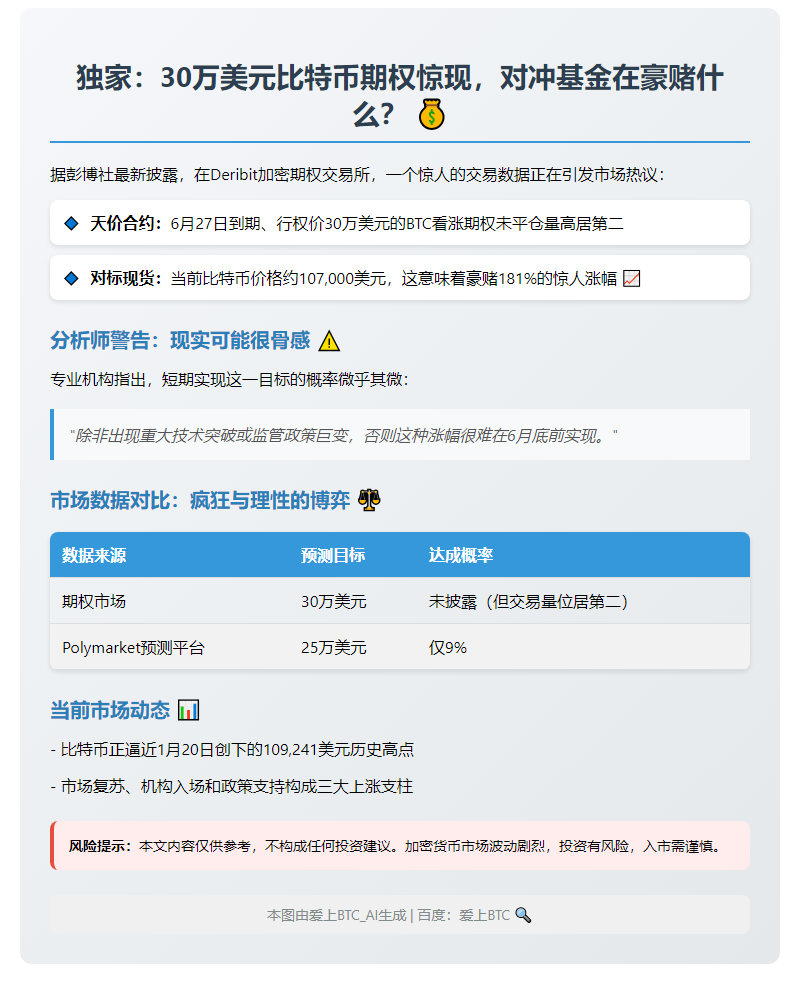 BTC期权交易者押注6月涨至30万美元