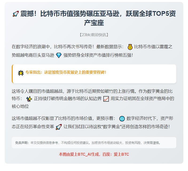 比特币跻身全球前五资产