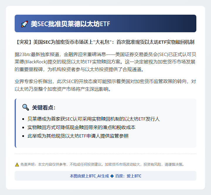 美SEC批准贝莱德以太坊ETF