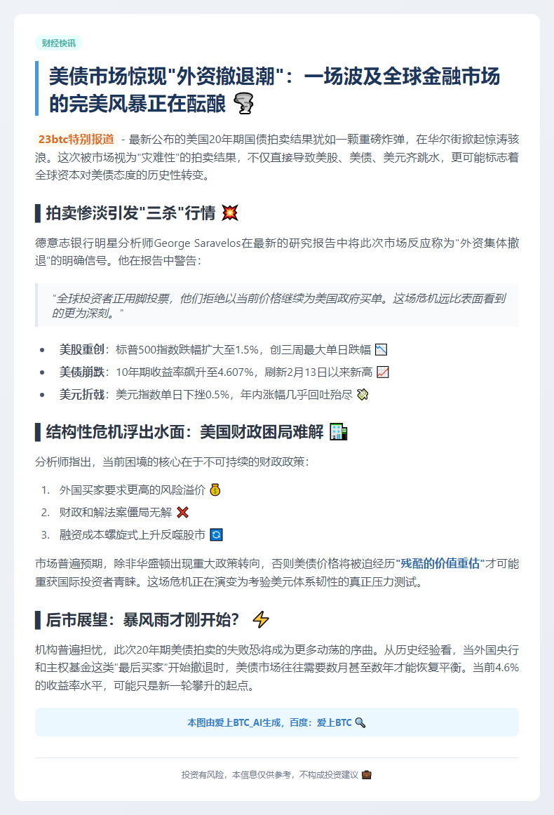 美债拍卖疲软拖累股债汇齐跌