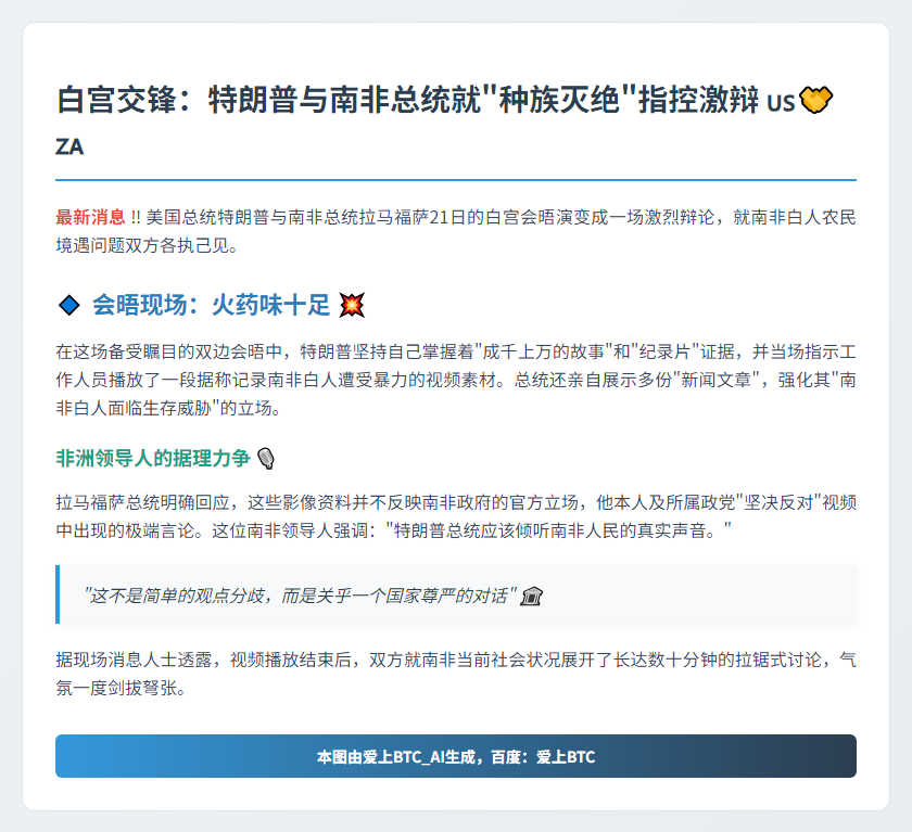 特朗普南非总统会谈起争执