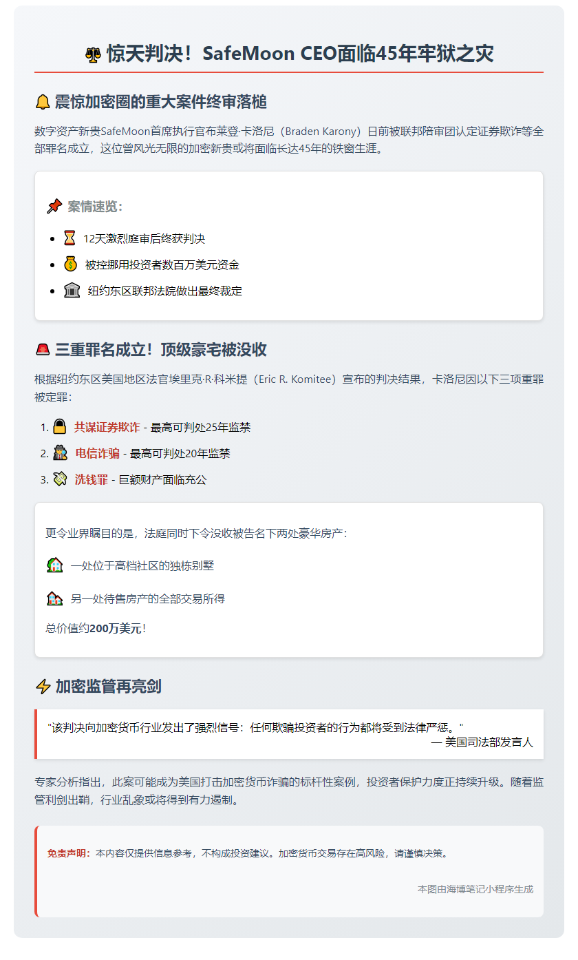 SafeMoon CEO欺诈案判45年