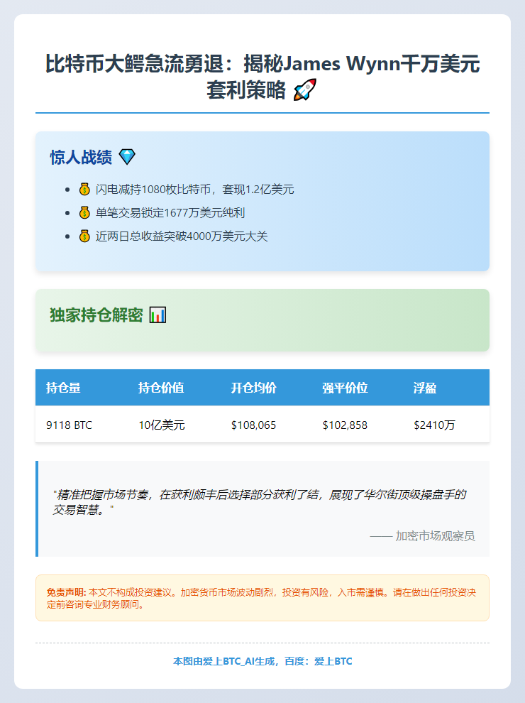James Wynn 减持比特币，获利1677万