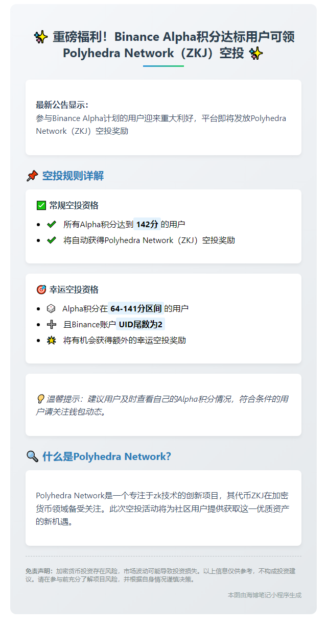 Earn Polyhedra (ZKJ) Airdrop via Binance Alpha