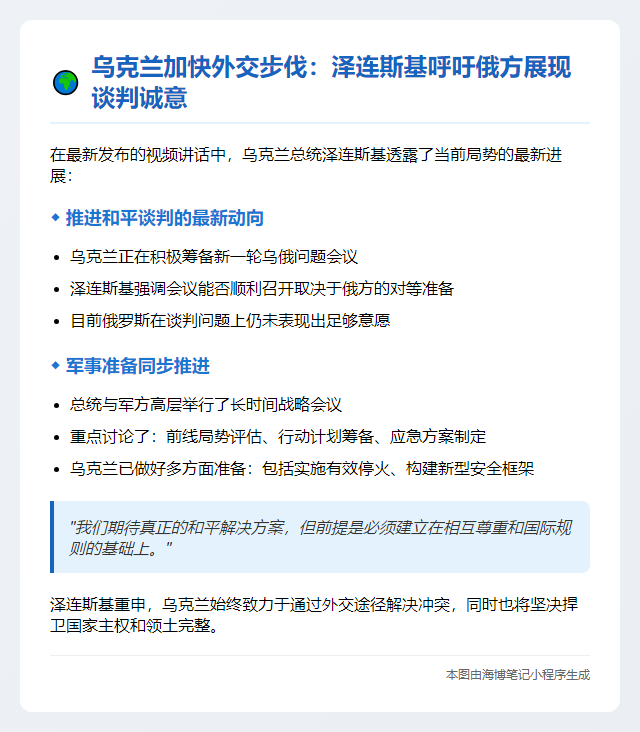 泽连斯基促尽快举行俄乌会谈