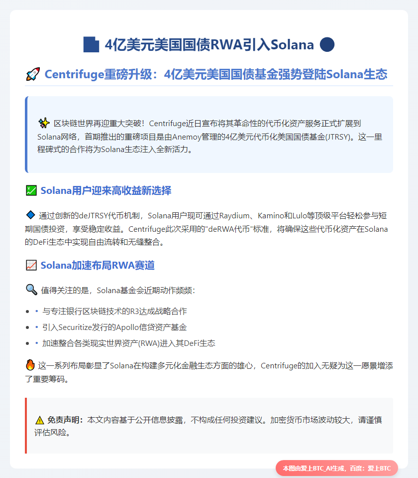 4亿美元美国国债RWA引入Solana