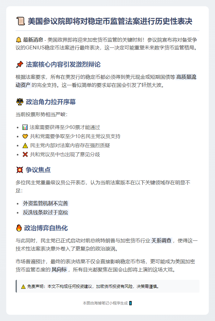 美参院周四表决稳定币法案