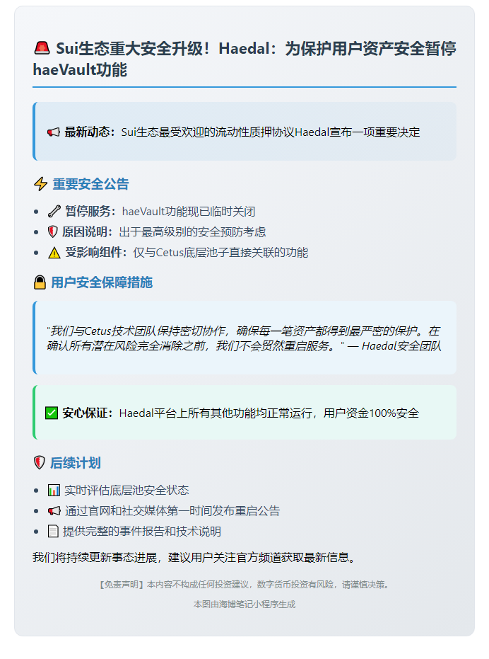 Haedal暂停haeVault服务