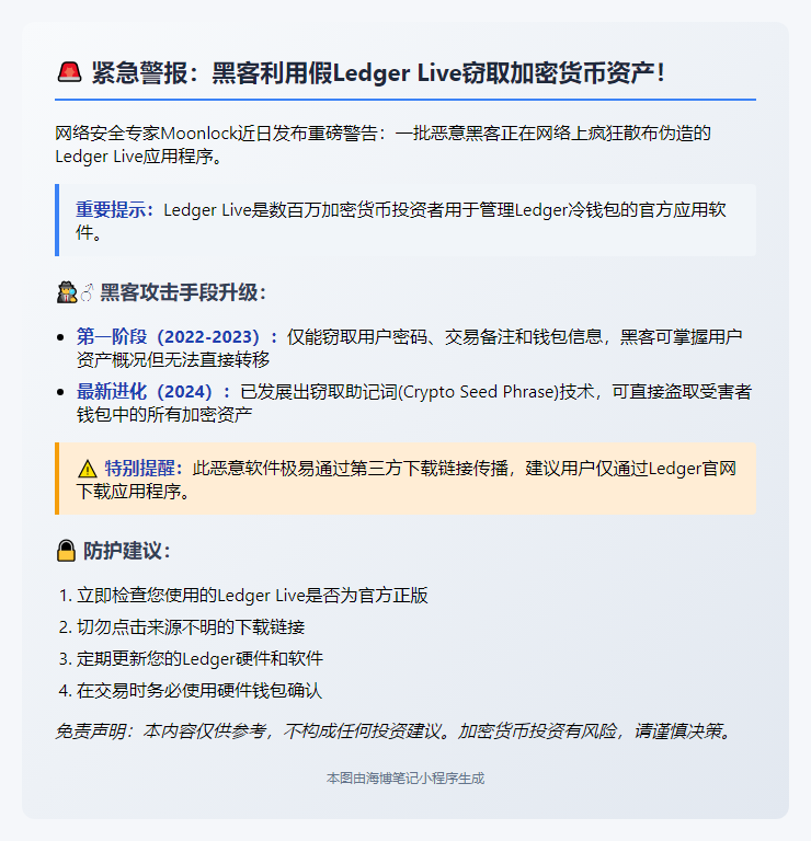 黑客利用假Ledger Live窃取加密货币