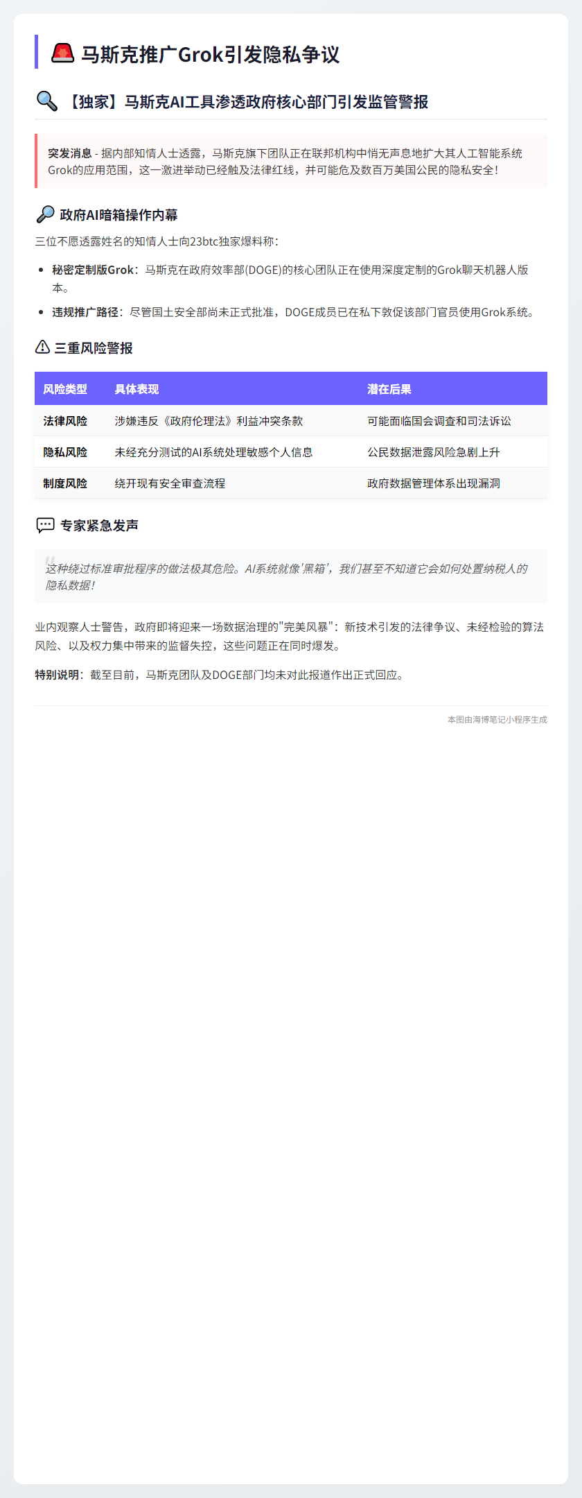 马斯克推广Grok引发隐私争议