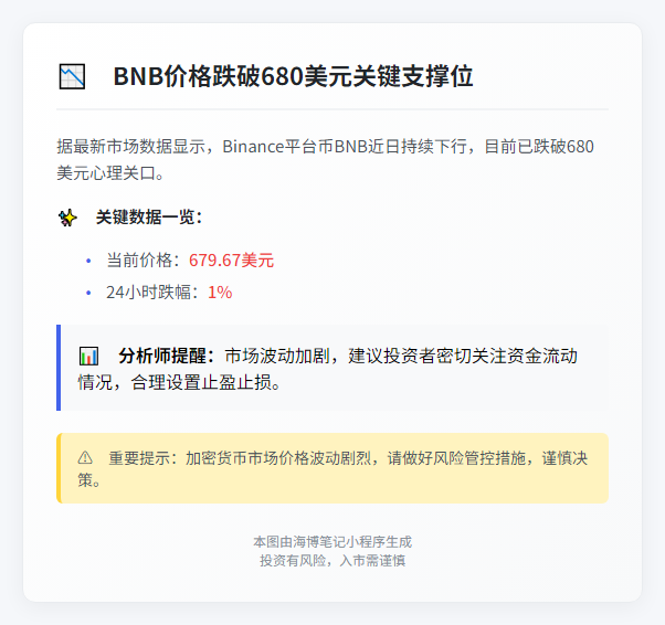 BNB跌破680美元