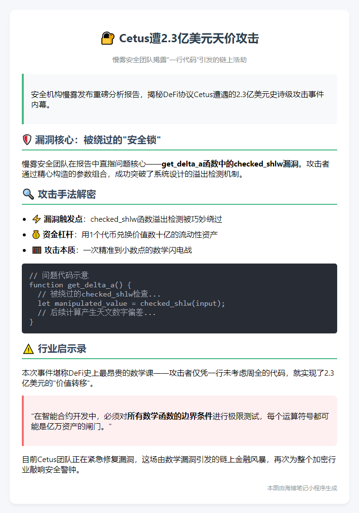 慢雾解析Cetus遭窃2.3亿美元案