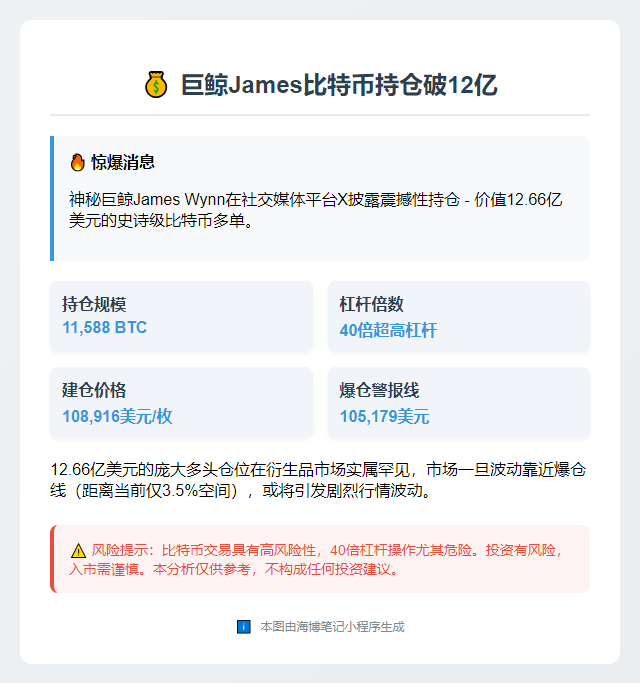 巨鲸James比特币持仓破12亿