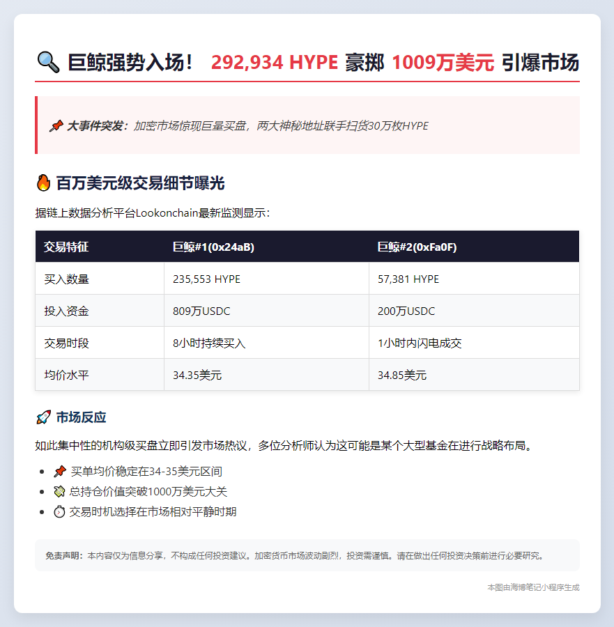 巨鲸狂购HYPE：千万美元买单