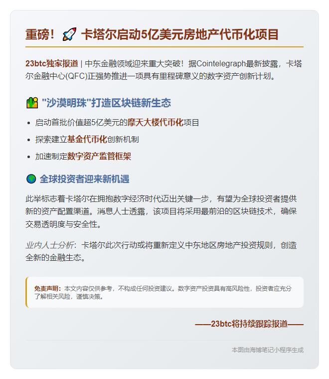 卡塔尔将代币化房地产