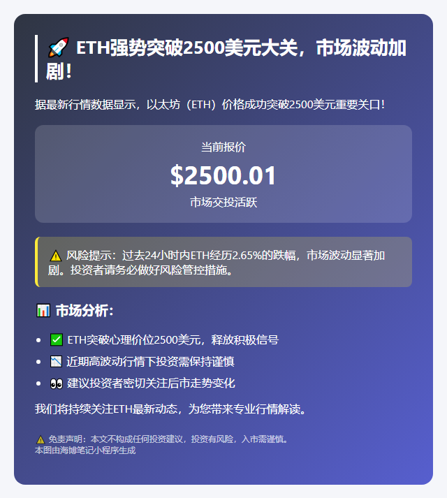以太坊冲破2500美元