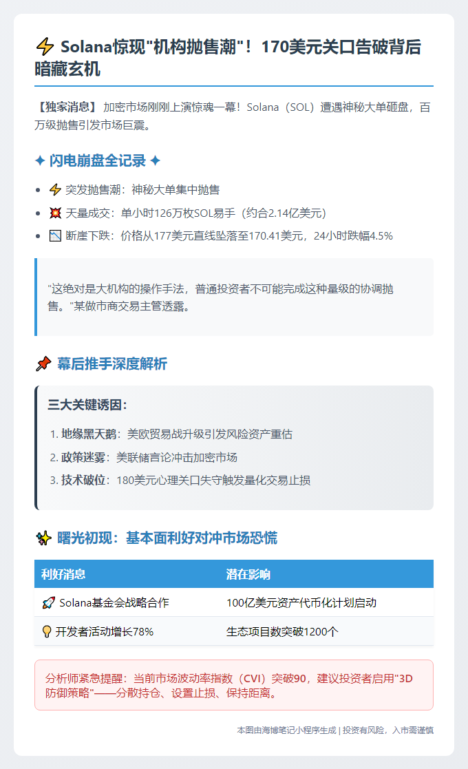 Solana暴跌，机构抛售致支撑失守