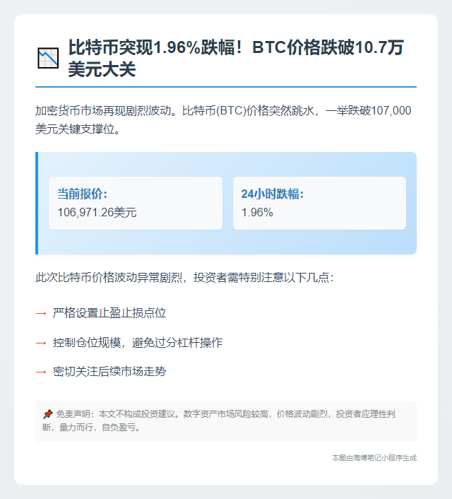 BTC跌破10.7万美元