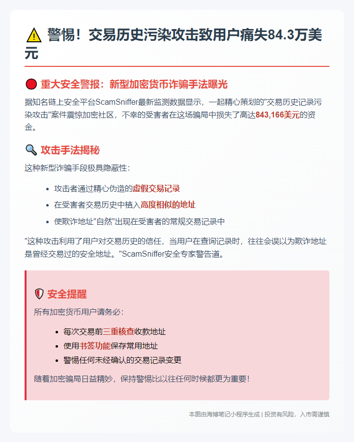 用户遭交易攻击损失84万美元