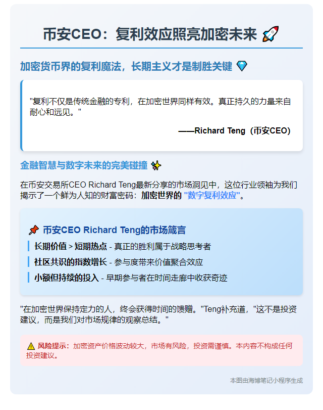 "币安CEO：复利效应照亮加密未来"