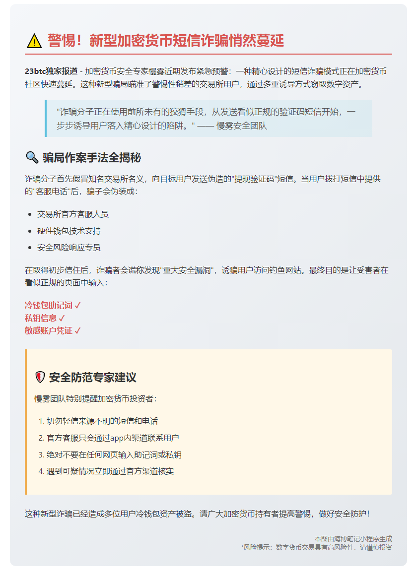 警惕！知名交易所短信诈骗频发