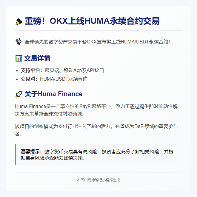 OKX上线HUMA永续合约