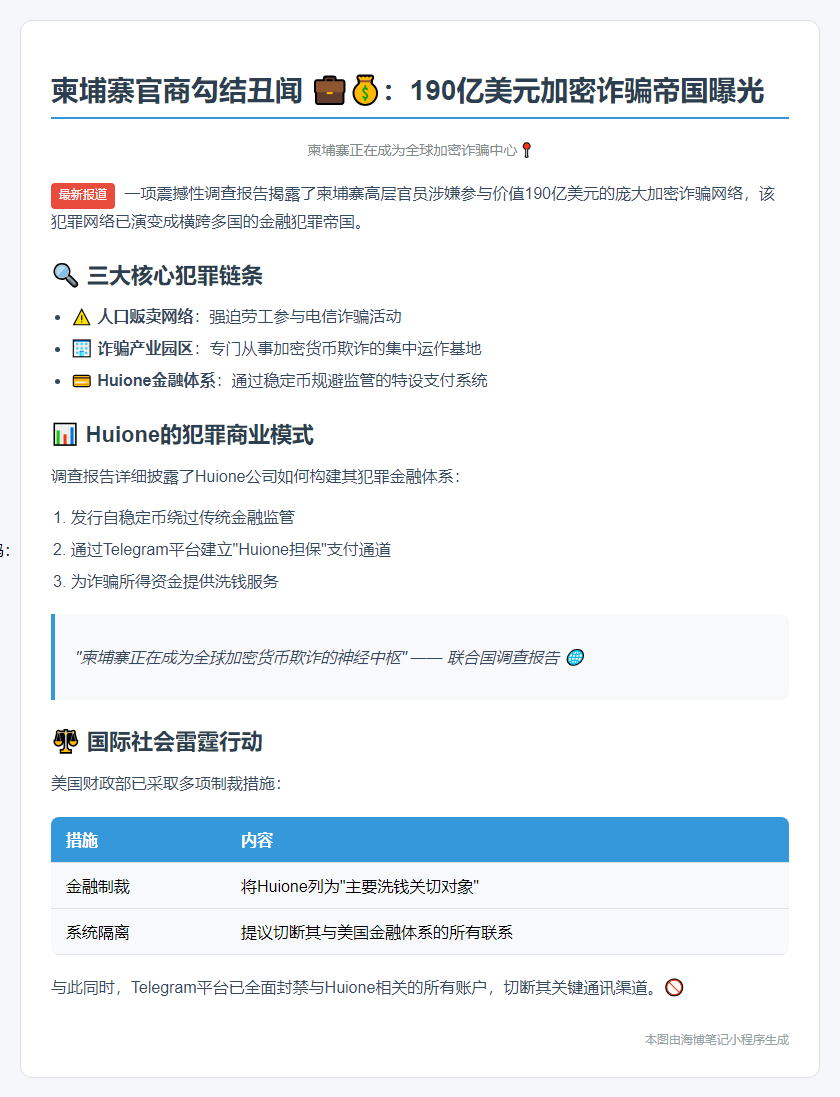 柬埔寨官员涉190亿美元加密骗局