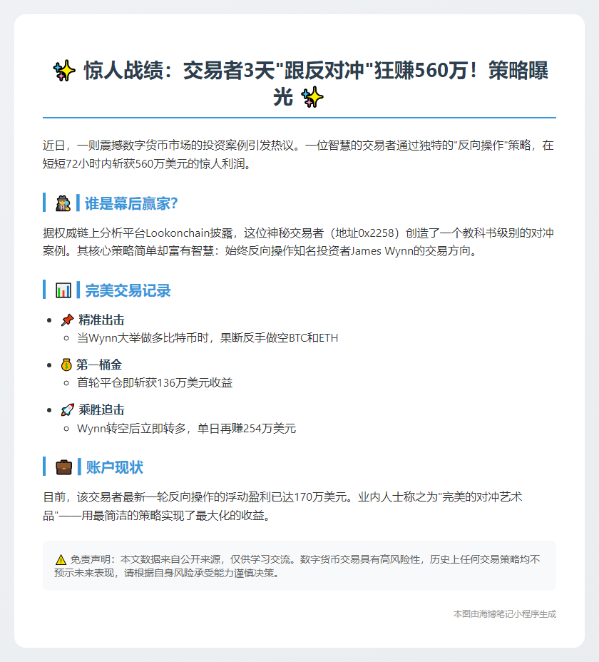 反向跟单 3 天赚 560 万