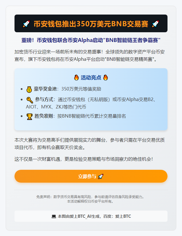 币安钱包推出350万美元BNB交易赛