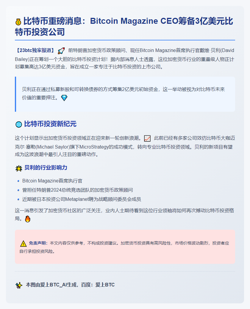 比特币CEO拟募资3亿美元