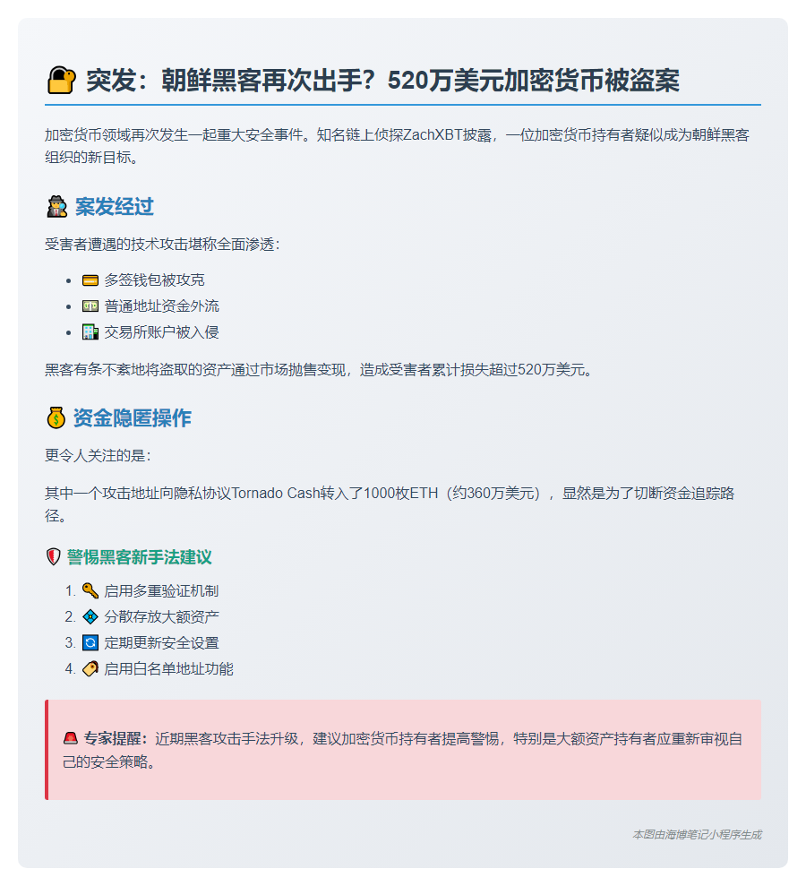 朝鲜黑客盗取520万美元加密货币