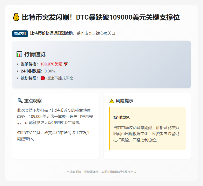 BTC跌穿10.9万美元