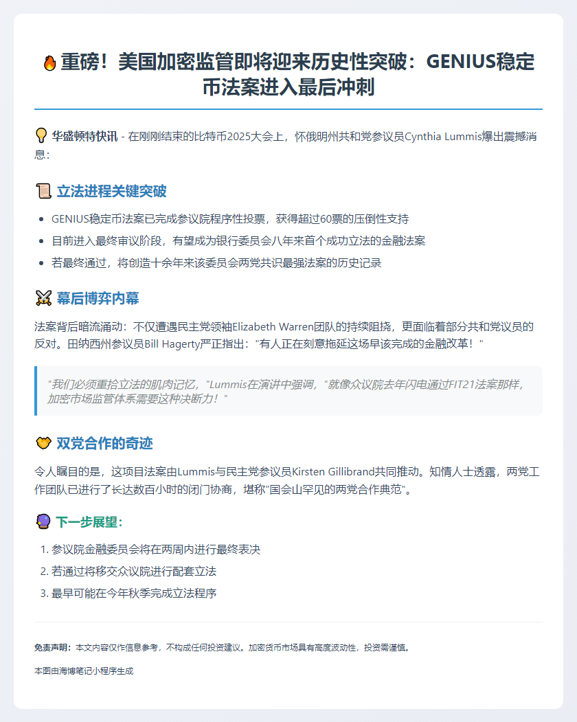 GENIUS 稳定币法案将进行参议院表决