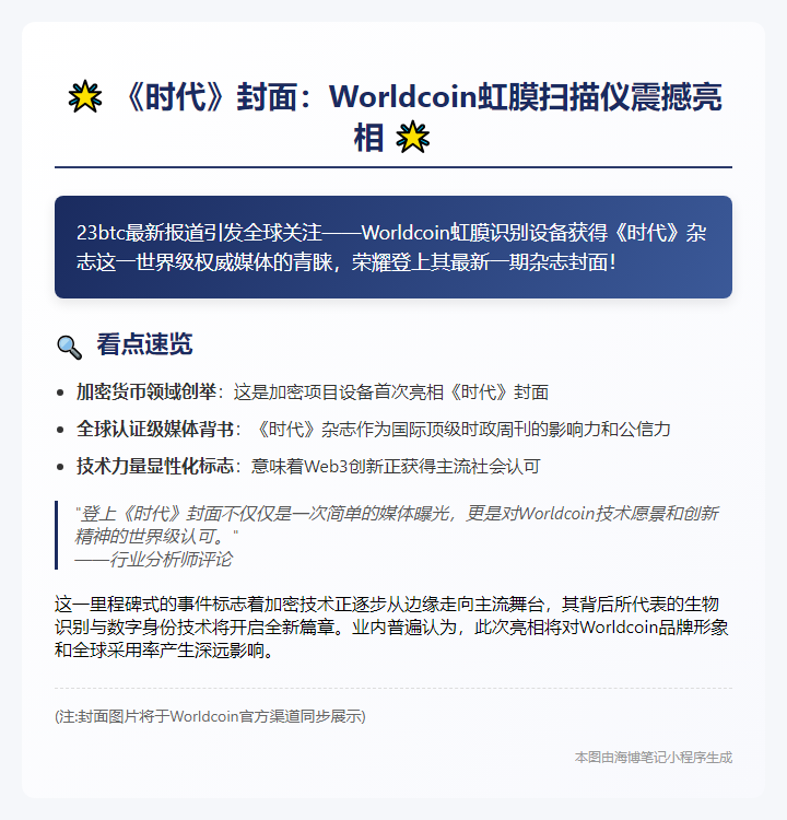 《时代》封面：Worldcoin虹膜扫描仪