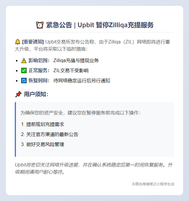 Upbit暂停Zilliqa充提服务