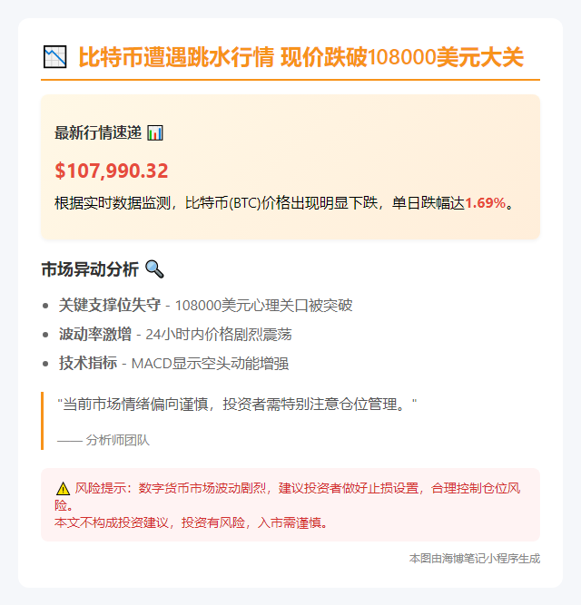 BTC跌破10.8万美元