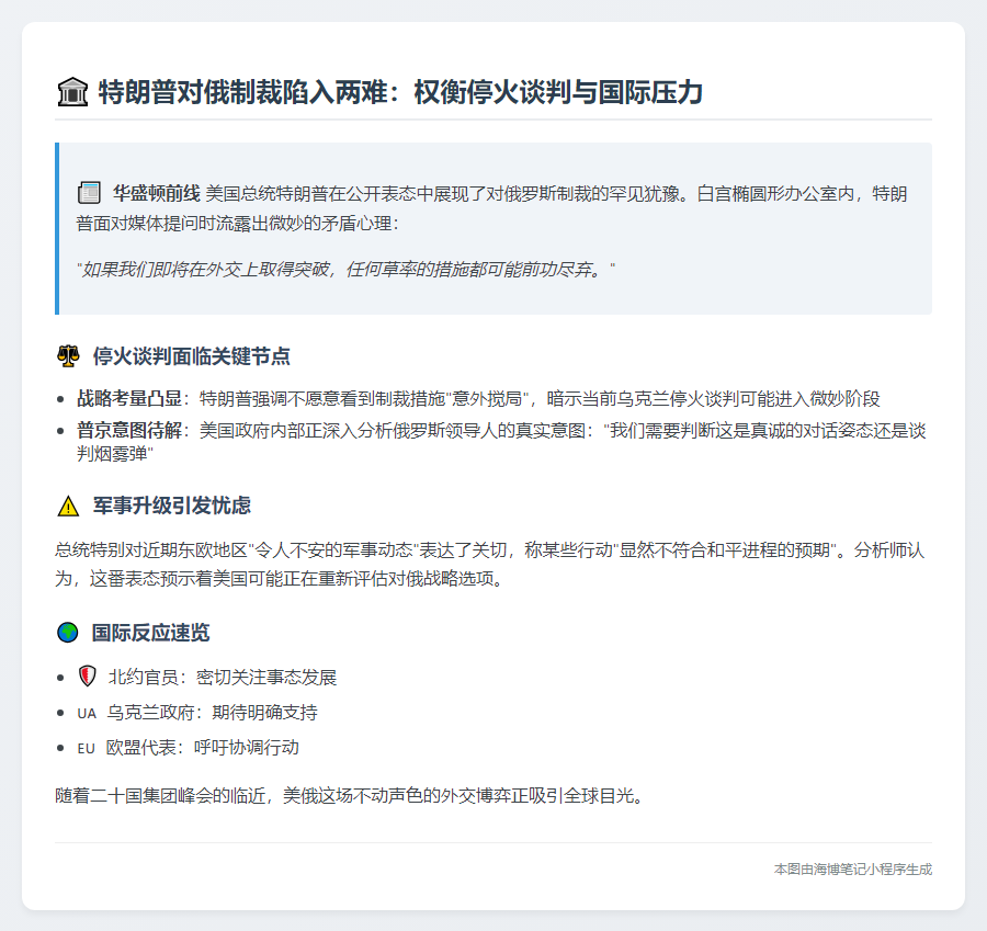特朗普犹豫制裁俄罗斯
